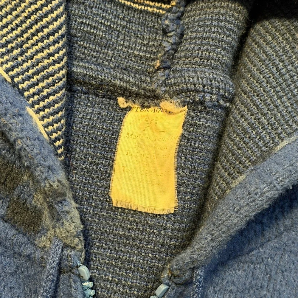 VTG Wool Wolf Dreamcatcher Zip Up Hoodie‎ Native American Blue Mens XL Ecuador